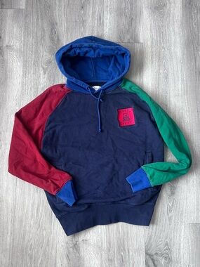 Teddy Fresh Colorblock Navy Hoodie with Red and Green Sleeves